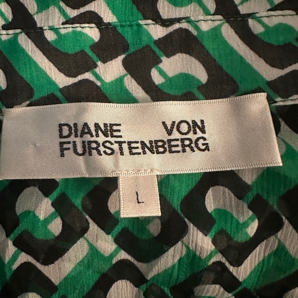 Heidi Print Long Sleeve Shift Dress Diane Von Furstenberg Size Large. Green. - Picture 9 of 16